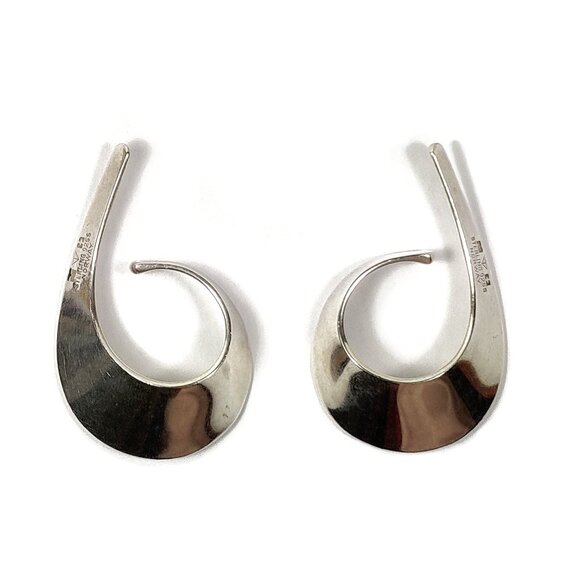 Documented TONE VIGELAND Norwegian Sterling Silver Iconic Sling Slynge Earrings - Picture 3 of 9